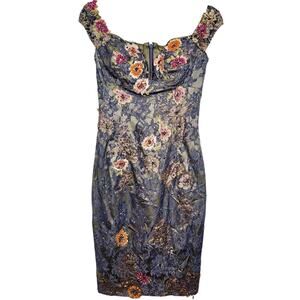 NEW Mandalay Smoke Beaded Sequin Embellished Floral Lace Cocktail Dress Size 14